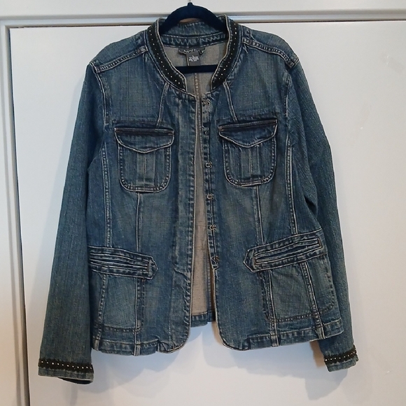 MOTTO Blue Denim Jacket with Black Studs - Picture 1 of 12